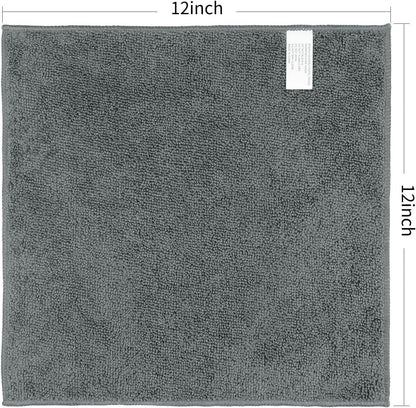 Orighty Microfiber Washcloths Bulk Towels Set 100 Pack, Highly Absorbent and Soft Feel Face Cloths, Multi-Purpose Wash Cloths & Hand Towels for Bathroom, Hotel, Spa, and Gym, 12x12 Inch, Grey