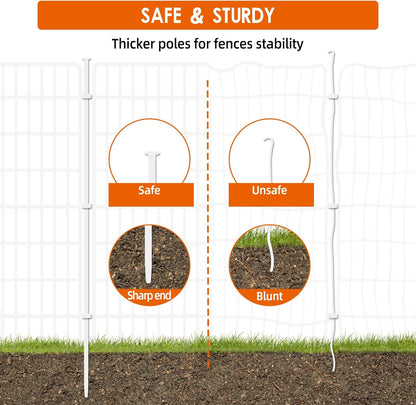10 Panels No Dig Fence with Gate, 32 in(H) X 24 ft(L) Garden Decorative Fence Animal Barrier for Dogs, Rustproof Metal Garden Edging Border for Outdoor, Yard, Patio, White