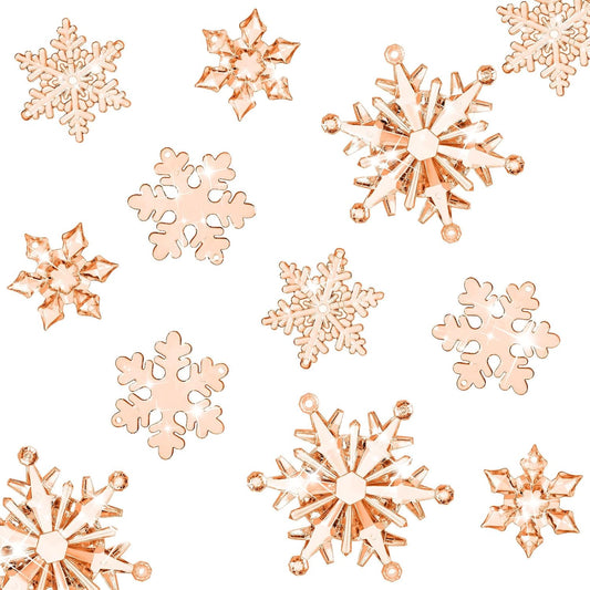 Dilunave 40 Pieces Christmas Snowflake Ornaments Acrylic Christmas Tree Decorations Crystal Snowflakes Translucent Winter Hanging Ornament for Tree (Champagne)