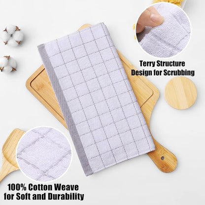 Homaxy 100% Cotton Terry Kitchen Dish Cloths, Ultra Soft and Absorbent Dish Towels for Kitchen, Suitable for Drying and Washing Dishes, 12 Pack, 12 x 12 Inches, White