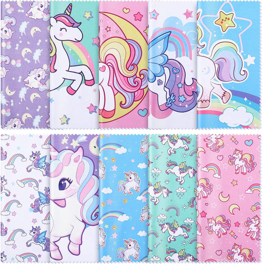Sinmoe 20 Pcs Microfiber Cleaning Cloth Cute Unicorn Design Microfiber Soft Multicolor Glasses Cleaner Cloth for Eyeglasses Camera Lens Cell Phone Screens Glasses, 6 x 6 Inches