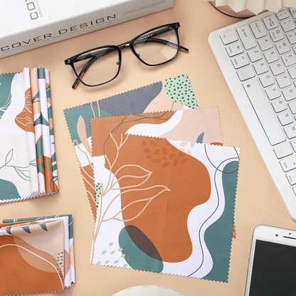 Sinmoe 20 Pcs Microfiber Cleaning Cloth for Glasses Cute Boho Abstract Design Microfiber Cloth Soft Multicolor Glasses Cleaner Cloth for Eyeglasses Camera Lens Cell Phone Screens Glasses, 6 x 6 Inches