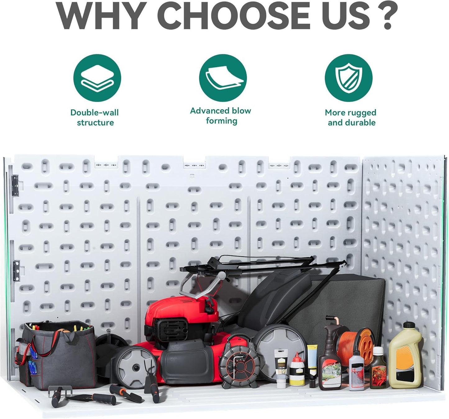 YITAHOME 200 Gallon Double-Wall Deck Box with Divider & Side Handles, Outdoor Large Storage for Patio Furniture Cushions, Garden Pool Accessories, Water Resistant & Lockable