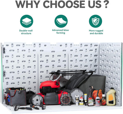 YITAHOME 200 Gallon Extra Large Deck Box, Double-Wall Resin Outdoor Storage Box with Flexible Divider for Patio Cushions Pool Supplies Garden Tools, 990 lbs Load Capacity, Lockable (White)