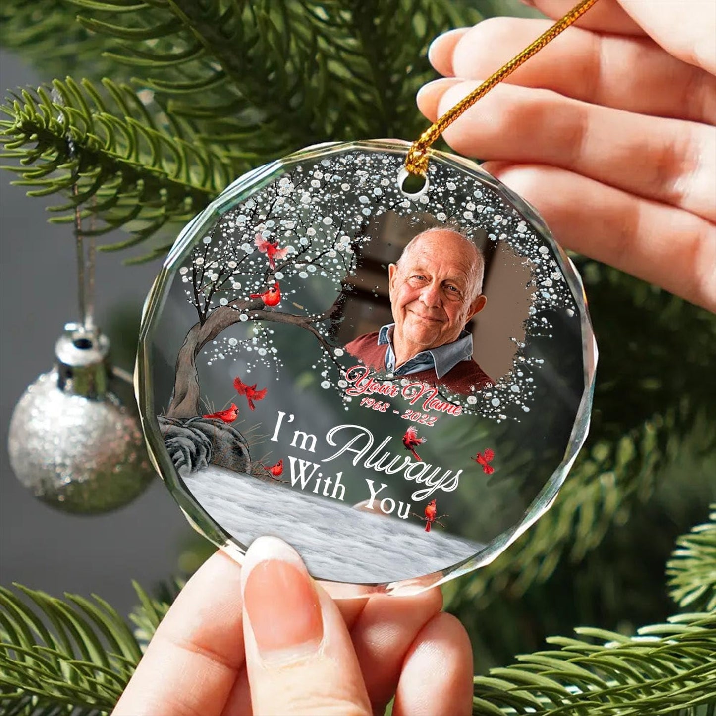 Personalized Memorial Glass Ornament, Custom Photo Christmas Ornament, Memorial Day Glass Ornament, Mom Loss Ornament, Loss of Father Gift, Sympathy Gifts, Remembrance Gift, Keepsake Gift
