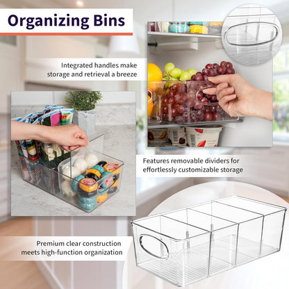 Pantry Organizers and Storage and Cabinet Organizer, 4 Pack - Kitchen Organizers and Storage, Great Fridge or Snack Organizer - Perfect in Refrigerator or Cupboard Shelf