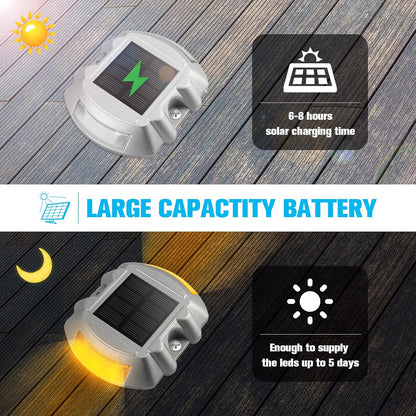 VOLISUN Solar Deck Lights, 16-Pack Led IP67 Waterproof Outdoor Warning Step Lights for Driveway, Sidewalk, Garden Pathway, Yard (Warm White)