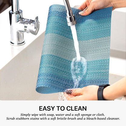 LEXMORE Placemats Set of 4 Vinyl/Plastic Woven Place Mats for Kitchen Table Indoor/Outdoor Washable Placemat Wipeable Dining Table Mats(Ocean Geode)