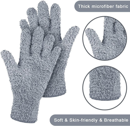 Patelai 3 Pairs Microfiber Plant Dusting Gloves Leaf Cleaning Gloves for Indoor Plants, Blinds, Furniture, House(Large,Black, White, Gray)