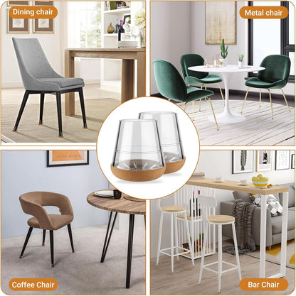 24 PCS Silicone Chair Leg Floor Protectors Medium Fit (1"-1.2") Rubber Felt Furniture Pads Chair Legs Caps/Covers for Hardwood Floors, Tile from Scratches & Reduce Noise - Round, Clear