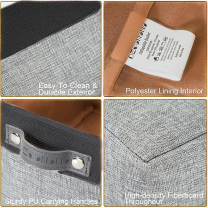 DECOMOMO Small Storage Basket, Closet Storage Bins, Baskets for Organizing Shelves (Grey & Black, Small - 6 Pack)