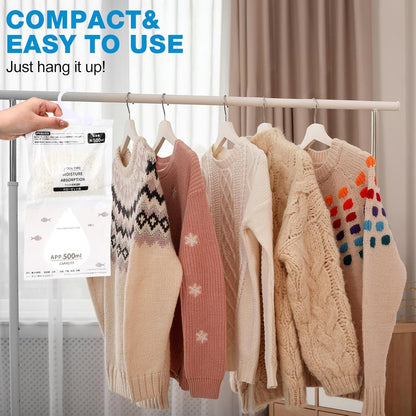 Nuanchu 30 Pack 500 ml Moisture Absorber Hanging Closet Dehumidifier Bags Unscented Hanging Humidity Absorber Desiccant Moisture Absorb in Wardrobes Bedrooms Bathrooms Kitchen