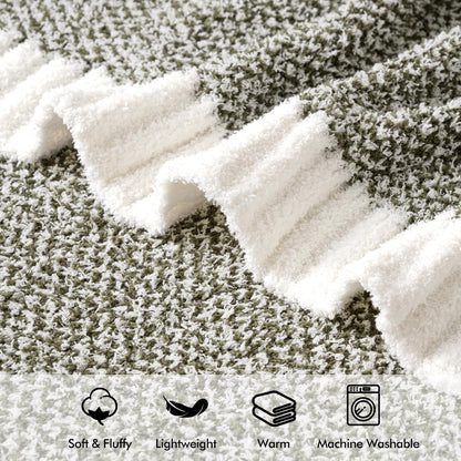 MIULEE Super Soft Throw Blanket for Couch, Olive Green Cozy Fluffy Warm Blankets Lightweight Knit Throw Blankets for Sofa, Bed, Chair, Living Room, Camping, Picnic, 60 x 80 inch