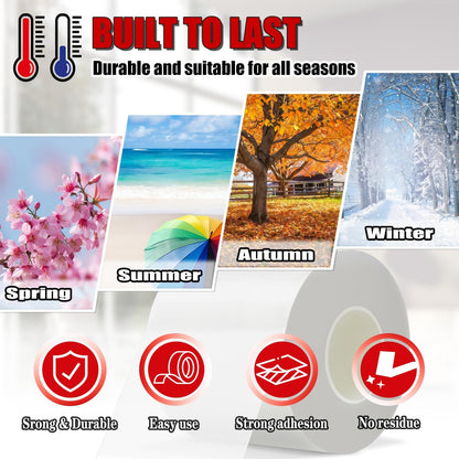 Window Weather Sealing Tape 2 in x 105 FT Weather Stripping Weatherproof Draft Stopper Clear Window Insulation Tape for Doors Windows Garages RVs Energy Saving Kit (2 in x 105 Feet)