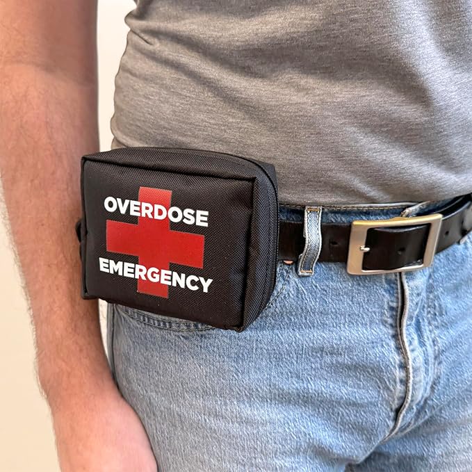 Overdose Emergency Response Kit Belt Pouch | Compact Canvas for Naloxone Kits & First Aid Supplies | Secure Zipper Closure with Carabiner | For Home, Workspaces, Fleet Vehicles - 5"x4.5"x2"