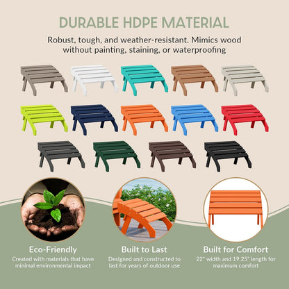 WestinTrends Dylan Outdoor Patio HDPE Adirondack Ottoman Footrest, Orange