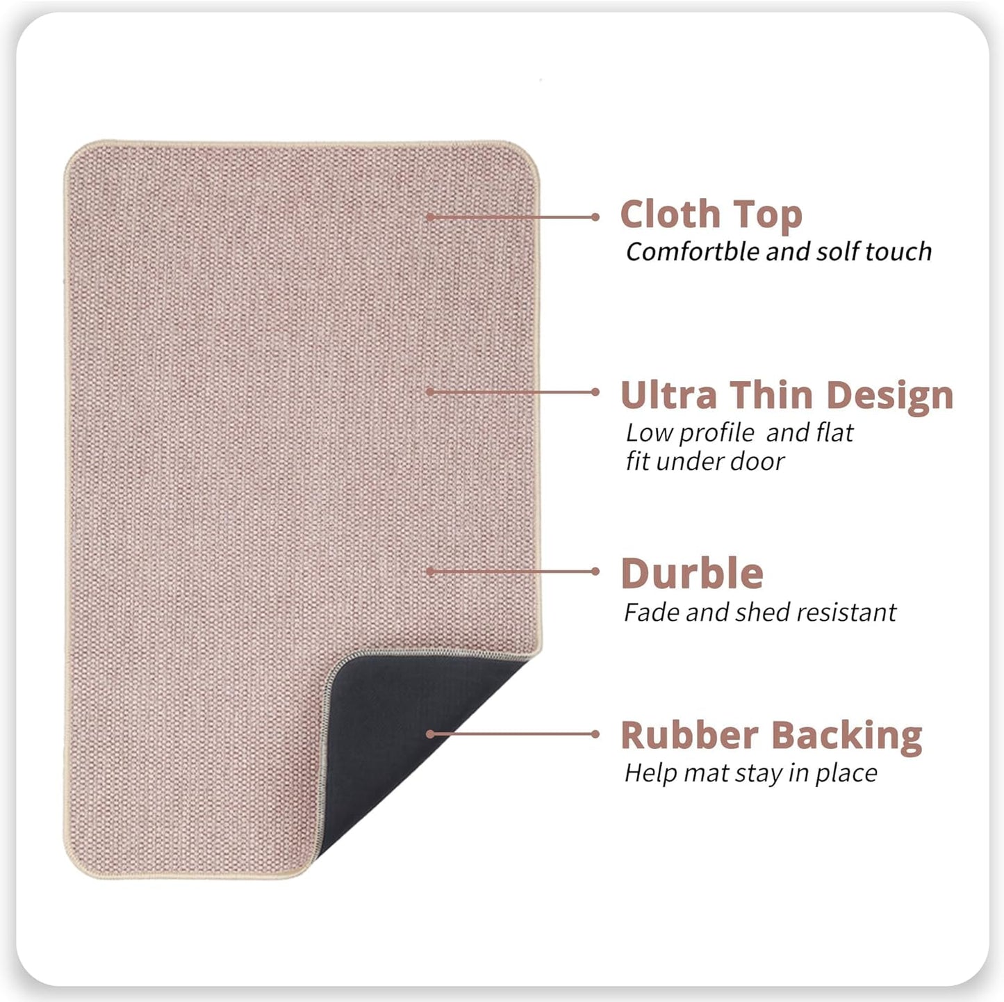 Bath Mat,Ultra Thin Bathroom Rugs,Rubber Bath Mats for Bathroom,No Slip Bath Rugs,Quick Dry,Machine Washable,Low Pile,Absorbent,Shower Outside,Sink,Home Decor Accessories.Beige,1'5"x2'3"(17x27inch)