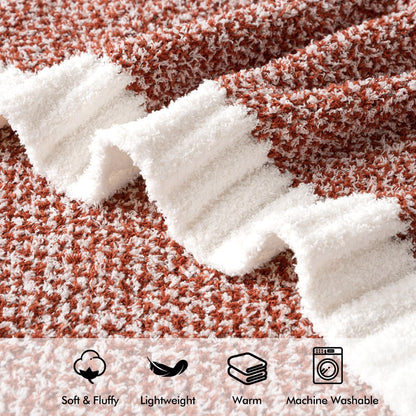 MIULEE Fall Rust Super Soft Throw Blanket for Couch, Cozy Fluffy Warm Throws Knit Blankets for Sofa, Bed, Chair, Living Room, Camping, Picnic, 50 x 60 inch