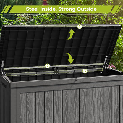 Vantic 260 Gallon Outdoor Resin Storage Deck Box Waterproof, Outdoor Large Deck Box Lockable & UV-Resistant, Outside Cushion Storage Bin for Patio Furniture, Garden Tools, Pool Accessories, Black