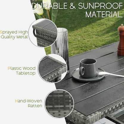 Wicker Outdoor Bar Cart - Gray Gradient Patio Console Storage Table Buffet Cabinet Serving Kitchen Cart with Wheels for Outside Backyard