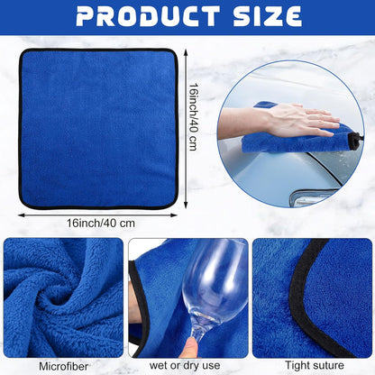 Tallew 60 Pcs Microfiber Towels 16 Inch x 16 Inch Microfiber Cloth Car Drying Towels for Cars Washing Polishing Office Windows Cleaning Household Supplies (Blue)