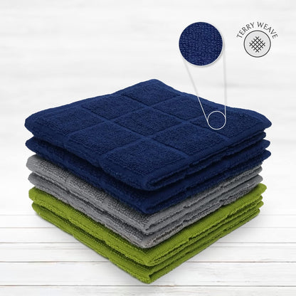 100% Cotton Terry Dish Cloth & Dish Towel, 6 Pack, Super Soft and Absorbent Kitchen Towels, Perfect for Kitchen Cleaning and Dish Washing (Assorted 6 Pack)