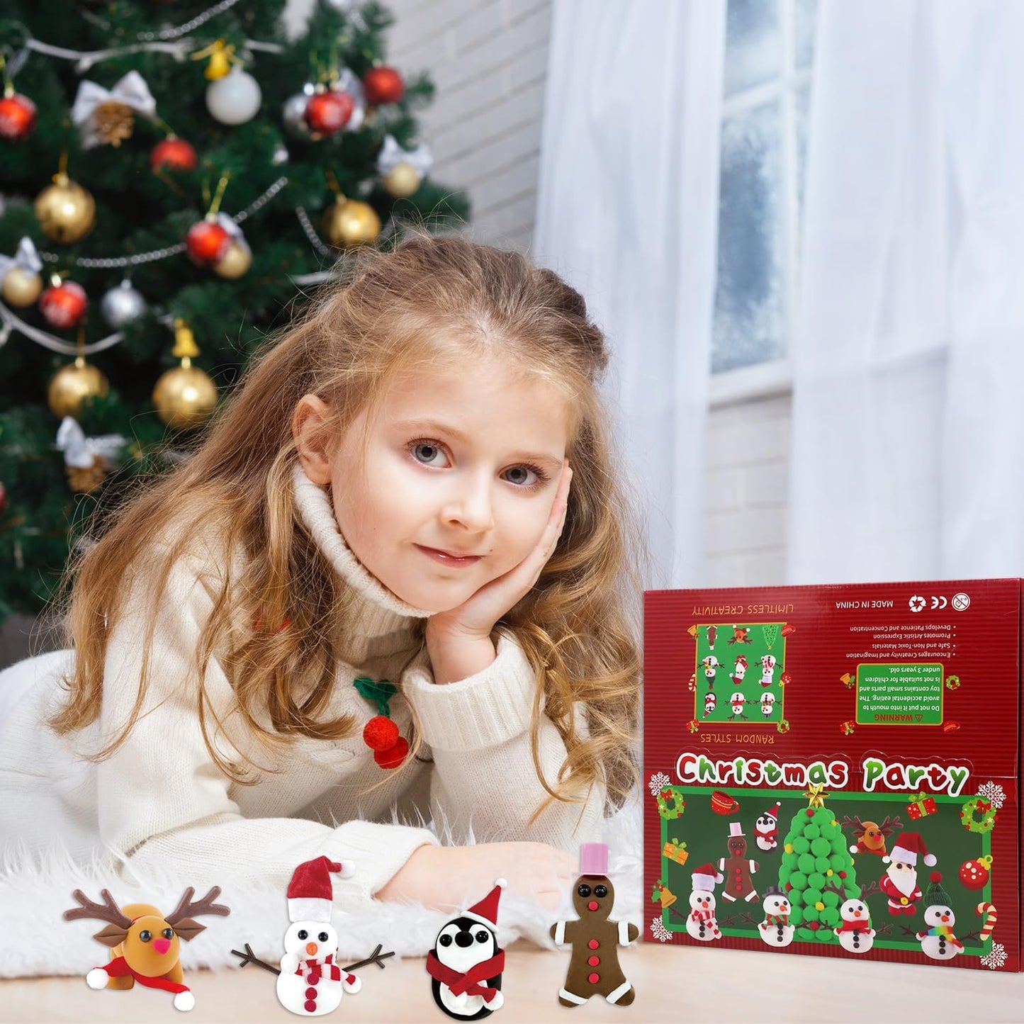 ISKIHO 9 Pack Christmas Snowman DIY Crafts Kit,Christmas Crafts for Kids,Build a Snowman Gingerbread Man,Santa,Penguins,Elk & Christmas Tree Kit Modeling Clay DIY Christmas Gifts Crafts