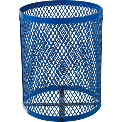 Global Industrial 36 Gallon Outdoor Steel Trash Can with Dome Lid, Plastic Liner and Anchor Kit Included, 23-1/2" Diameter x 40" H, Powder Coat Finish, Unassembled, Blue