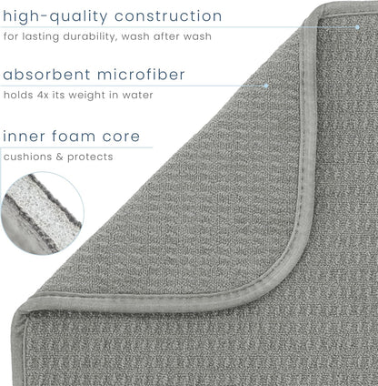 S&T INC. Dish Drying Mat XL, 18” x 24”, Absorbent Microfiber Kitchen Counter Mat, Dish Drying Pad for Dishes, Utensils, Pots and Pans, Extra Large, Grey