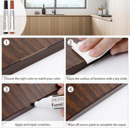 SEISSO Wood Furniture Repair Kit, Wood Filler and Touch Up Markers, Set of 28 Laminate Vinyl Floor Repair Kit for Scratches, Cracks, Holes, Discoloration for Door, Floor, Table, Cabinet