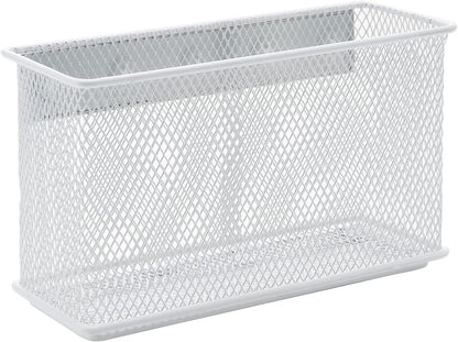 dedoot Magnetic Pencil Holder for refrigerator Storage Magnetic Basket Mesh White Strong Magnetic Pen Holder for Refrigerator,Whiteboard, Locker, Home and Office Organizer, 6.3x2.3x3.6inch