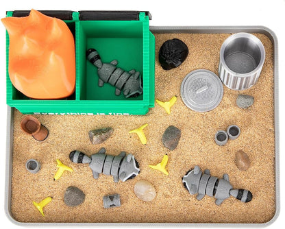 Stylor Dumpster Fire Zen Garden Desk Decor - Miniature Sandbox with Raccoon & Flames, Humorous Office Stress Relief Gift, Includes Stones, Sand & Accessories