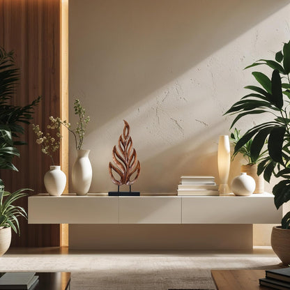 Decozen Wooden Leaf Sculpture - Hand‑Carved Solid Wood Coffee Table Decor and Western Decor Accent for Living Room, Mantel, Bookshelf Centerpiece