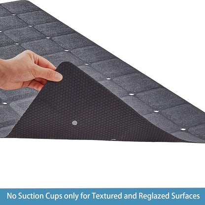 Foldable Silicone Bathtub Mat: Jumbo Size Heavy Duty Safety Bath Mat for Tub Without Suction Cups Non Slip Bath & Shower Mat for Textured, Reglazed, Refinished Tub (Black, 35.8 x 17.7)