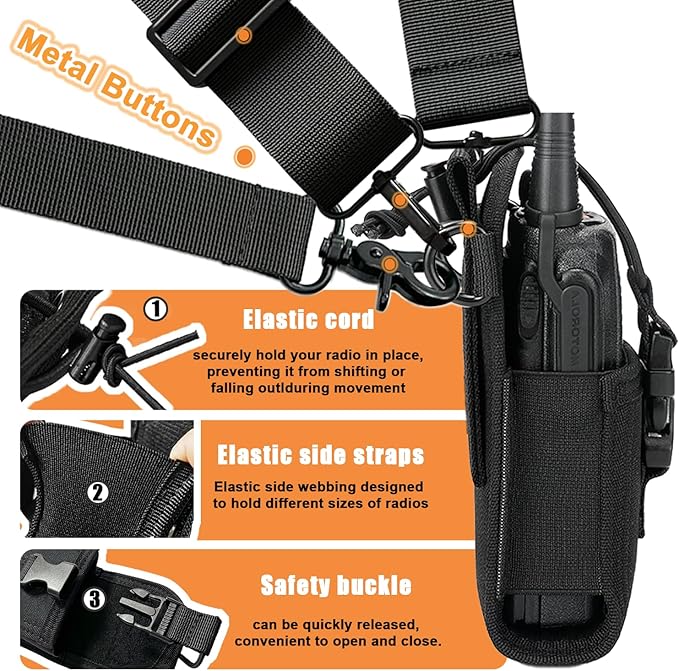 2 Pack Firefighter Radio Strap and Holder with Sway Strap Bundle Set, Adjustment Ability and Mic Holder, Holds Walkie Talkie Radio Securely, Light Weight, for Fire EMT Paramedics