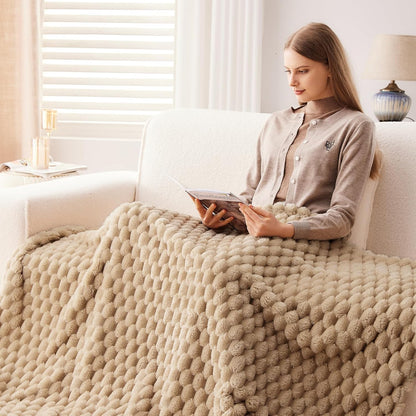 NEWCOSPLAY Super Soft Throw Blanket Brown Premium Silky Flannel Fleece 3D Clouds Stylish Jacquard Lightweight Bed Blanket All Season Use 350GSM (Brown, Throw(50"x60"))