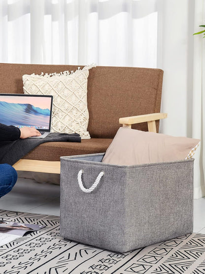 TheWarmHome Storage Baskets for Organizing, Sturdy Fabric Storage Basket , Foldable Storage Baskets for Shelves Closet Nursery Toy (Grey 3 Pack 20.5×15.7×13.8inch)