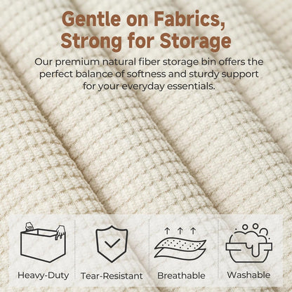 StorageWorks Storage Bins, Shelves Baskets for Organizing, 45L Extra Large Fabric Closet Organizers with Handles, Metal Frame, Beige（Texture）, 2-Pack