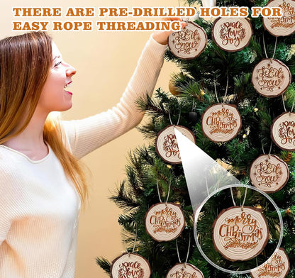 20 Pcs Wooden Discs for Crafts, 3.5''-4'' Wood Circles for Crafts, Wood Slices for Painting DIY Christmas Ornaments Party Wall Home Wedding Decor