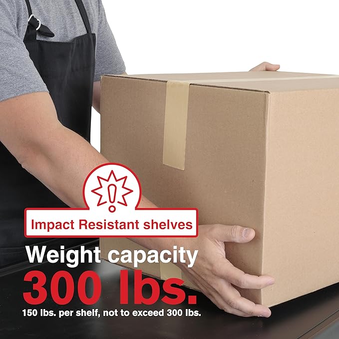 Metro myCart Plus Utility Cart - Choose-Your-Height Adjustable Heavy Duty Rolling Cart for Home, Commercial and Industrial Use - 2-Shelf, 300 lbs Capacity - 23.9" W x 34.4" L x 35.5-39.5" H - Black