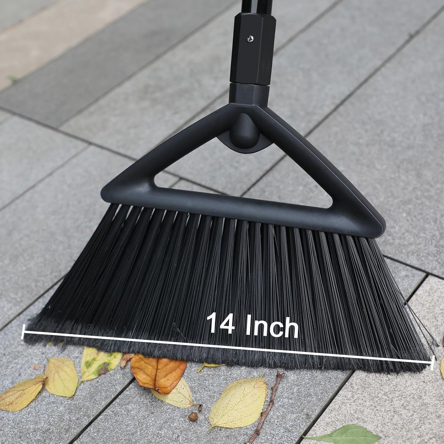 3PCS Heavy Duty Angle Broom, Long Pole Brooms for Indoor, Outdoor Sweeping, Kitchen to Courtyard, Black