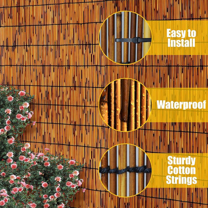 2 Pack Natural Reed Fencing 6FT X 13FT Reed Fence 6FT High Balcony Reed Fence Privacy Reed Screen for Outdoor Backyard Patio(Brown)