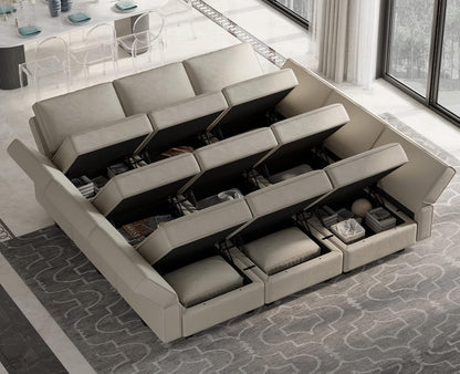 Belffin Modular Sectional Sofa with Ottomans Velvet Reversible Chaise Sleeper Bed Storage Seat Grey…, MD-S-1