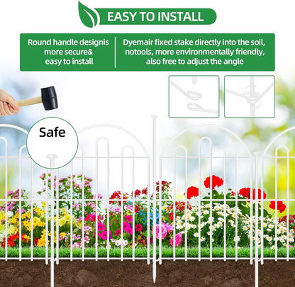26 Pack Decorative Garden Fence, 26in x 28ft Arched No Dig Animal Barrier Fence for Dog Rabbit, Garden Edging Border, Rustproof Metal Ground Stake Border for Outdoor Yard Patio Decor, White
