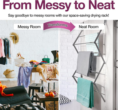 BLACK+DECKER Over The Door Expandable Telescopic Drying Rack, Clothes Organizer, Towel Hanger, Laundry, Collapsible, Gray