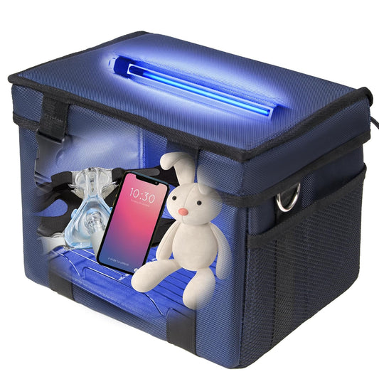 UV Sanitizer Box, 12L Ozone Portable Sanitizing and Cleaning Machine with 3-Level Timer, Foldable UV Cleaner Box for Phone, Toys, Mask, Towel, key, Ozone UV Box ﻿