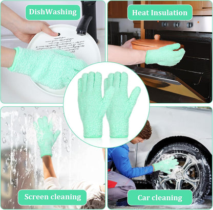 Ouligay Microfiber Gloves for Plant Dusting, Reusable Washable Micro Fiber Cleaning Gloves Mittens Dusting Glove Dust Cloth Glove for Plants Leaf House Indoor Cars Blinds Lamps