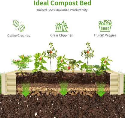 Land Guard 8×4×1ft Galvanized Metal Raised Garden Bed, Metal Planter Kit Box Outdoor for Deep-Rooted Vegetables, Flowers, Green and Herbs (Cream Yellow)…