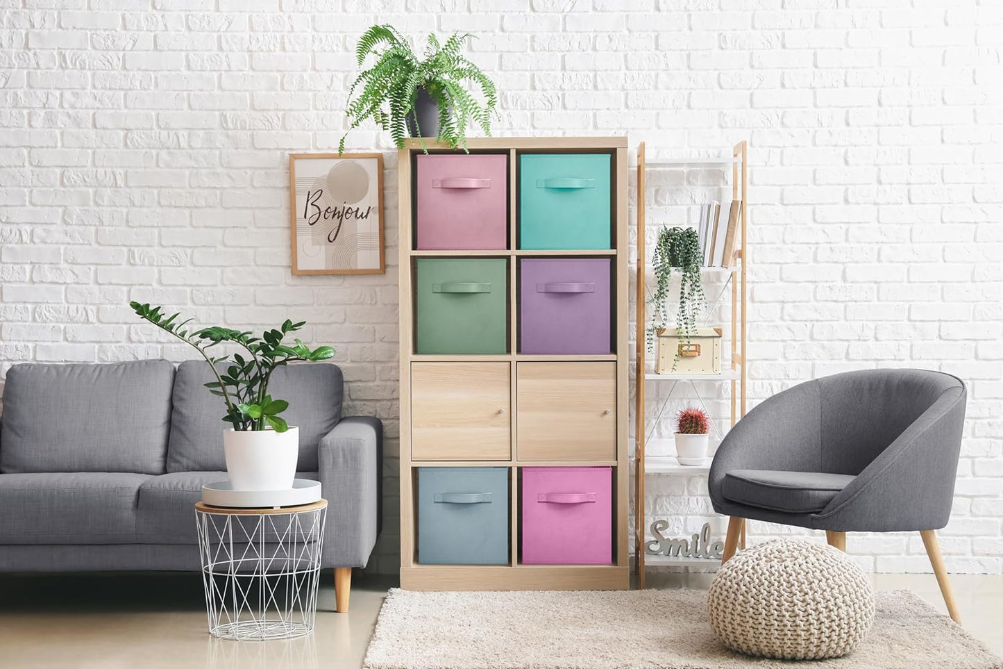 Sorbus Fabric Storage Cubes - 6 Foldable Storage Bins for Organizing Pantry, Cubbies, Toy Box - Clothes Storage & Closet Organizer - 13 Inch Collapsible Cube Baskets for Shelves with Handle