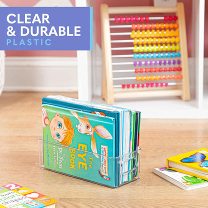 Plastic Food Storage 4 Pack Clear Container Bin with Handles for Organizing Kitchen, Pantry, Fridge, Freezer, Pantry,Bathroom. 10"x4"3"